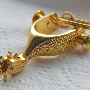 Western Fancy Boot Spur Keychain Bag Charm Gold